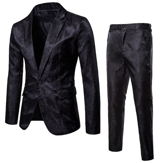 Men's Black Paisley Suit