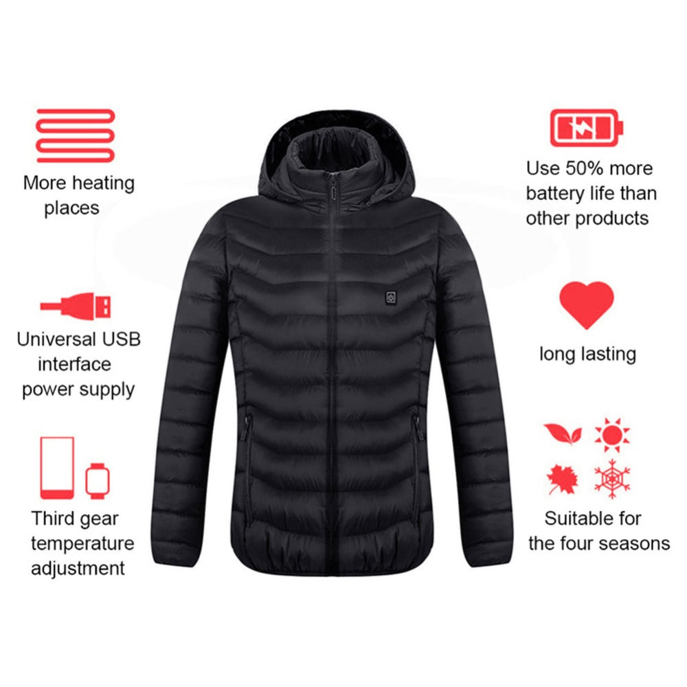 New Heated Jacket Coat Features USB Electric Jacket Cotton Coat Heater Thermal Clothing Heating Vest Men'S Clothes Winter