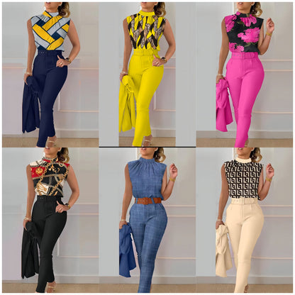 Cute Style Fresh Sweet Women's Printed Sleeveless Fashion Casual Set - Clothing Personality