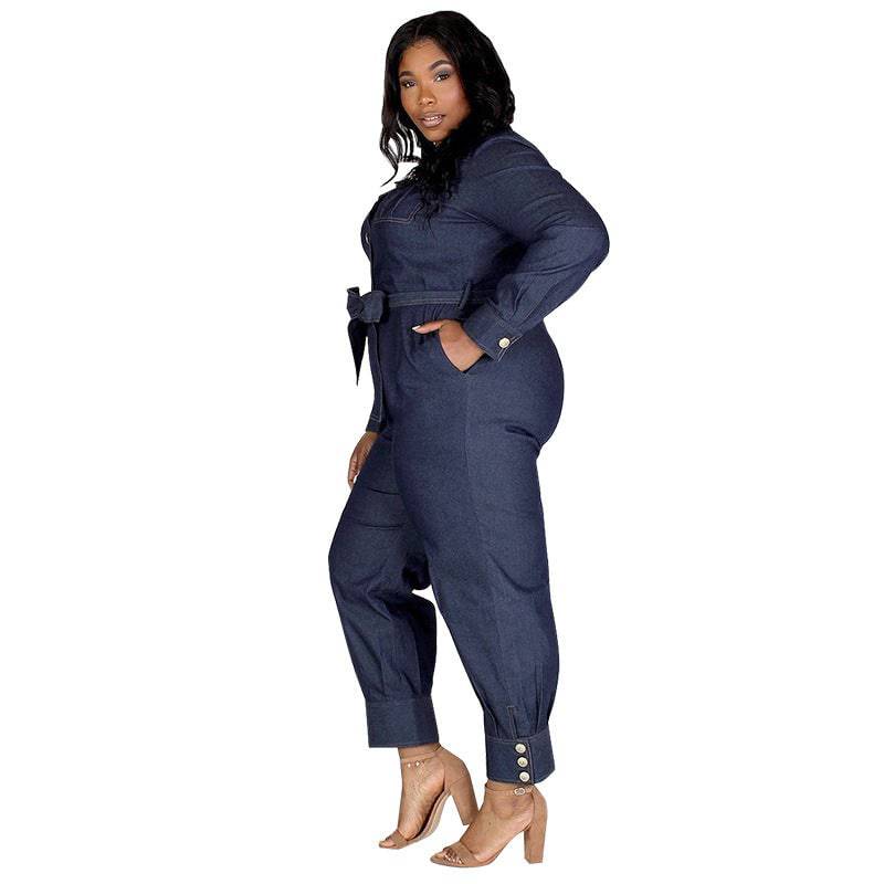 Styling a Women's Blue Denim Button Up Belted Jumpsuit
