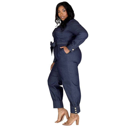 Styling a Women's Blue Denim Button Up Belted Jumpsuit