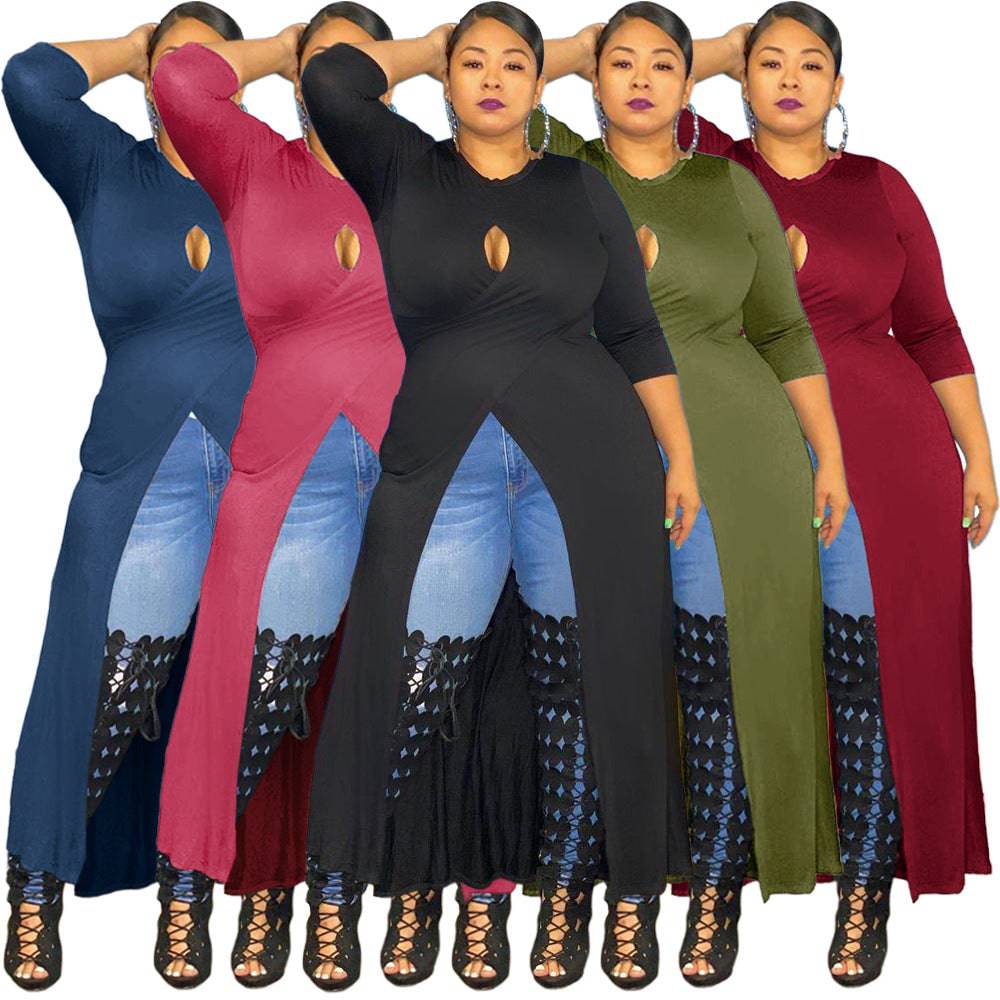 Plus Size Women's Split Dress Top Lifestyle Multiple Colors