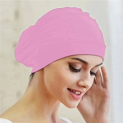Swimming Hat Women Unisex Girls Long Hair Bathing Cap Swimming Cap Stretch Drape Free Size Swim Pool Sport Elastic Nylon Turban - Clothing Personality