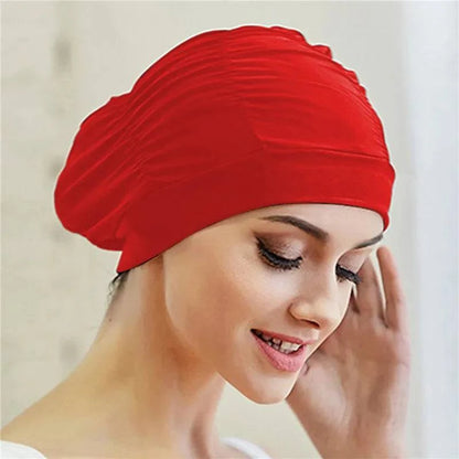 Swimming Hat Women Unisex Girls Long Hair Bathing Cap Swimming Cap Stretch Drape Free Size Swim Pool Sport Elastic Nylon Turban - Clothing Personality