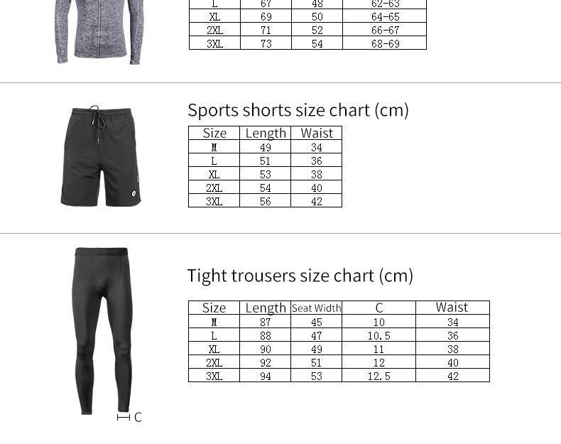 Sports Suit Fitness Wear Running Training Tight Shorts Set Trouser Pants Layering Winter Fall Men