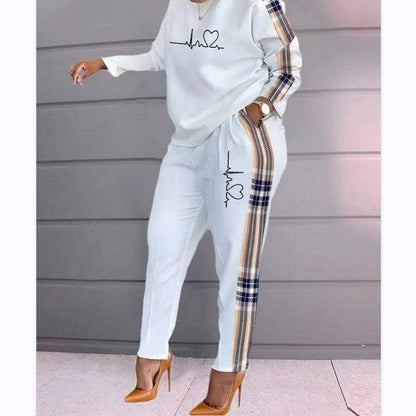 Women's Fashion Cotton Heart Rhythm Printed Outfit Set