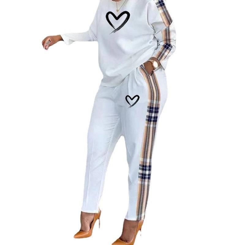 Women's Fashion Drawn Heart Printed Cotton Outfit Set