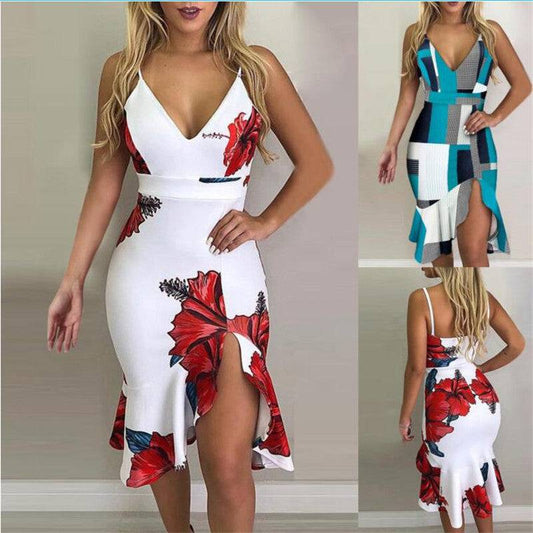 Women's Floral Print Multicolor Knee Length Sundress Multicolor