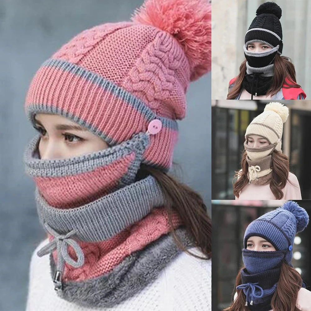 Women's Scarf Hat Mask Set