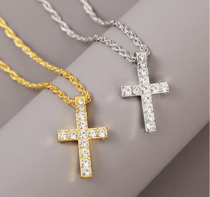 Cross Pendant Necklaces For Women Men Punk Hiphop Rope Chain On Neck Rapper Jewelry - Clothing Personality