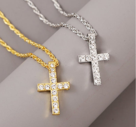 Cross Pendant Necklaces For Women Men Punk Hiphop Rope Chain On Neck Rapper Jewelry - Clothing Personality