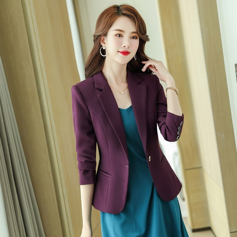 Women's Casual Slim Fit Waist-tight Black Small Business Suit