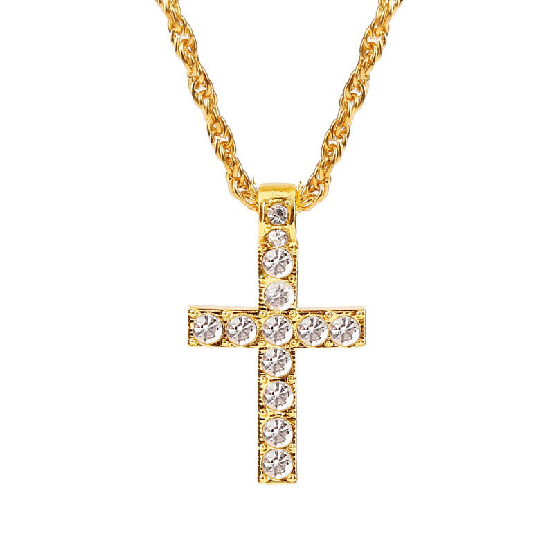 Cross Pendant Necklaces For Women Men Punk Hiphop Rope Chain On Neck Rapper Jewelry - Clothing Personality