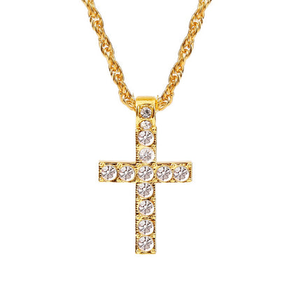 Cross Pendant Necklaces For Women Men Punk Hiphop Rope Chain On Neck Rapper Jewelry - Clothing Personality