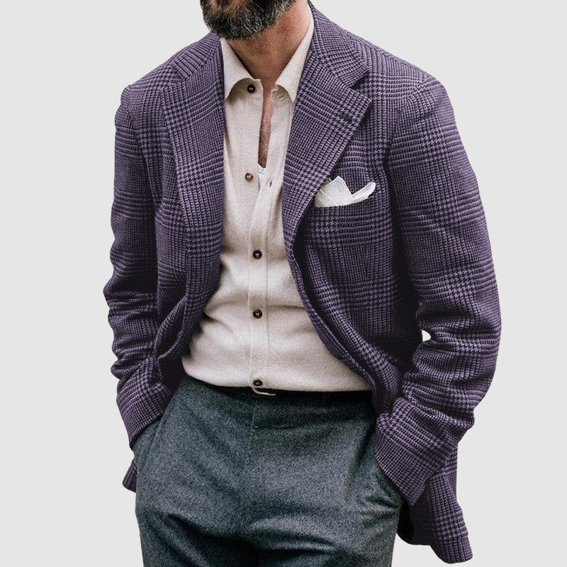 Men's Spring Top Casual Printed Double Button Suit - Clothing Personality