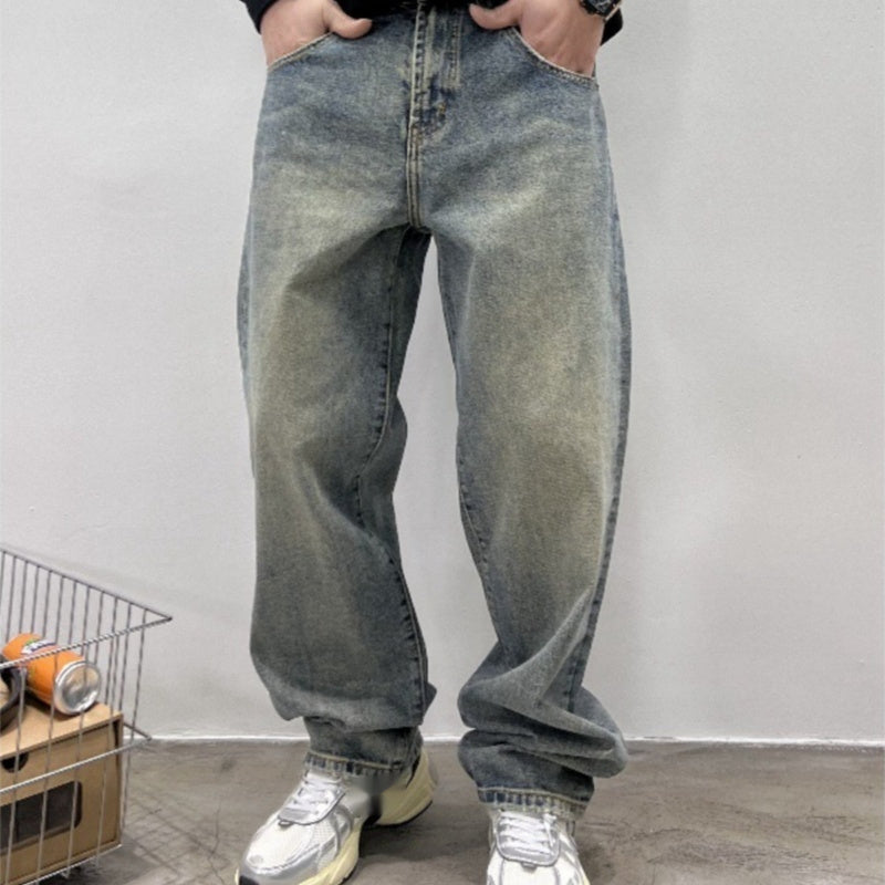 Jeans Men's Autumn New Baggy Straight Trousers Casual Long Pants - Clothing Personality