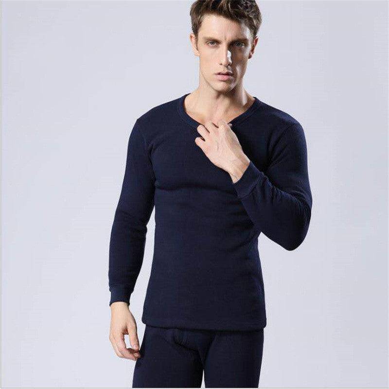 Men Round Neck Warm Pajamas Suit - Clothing Personality