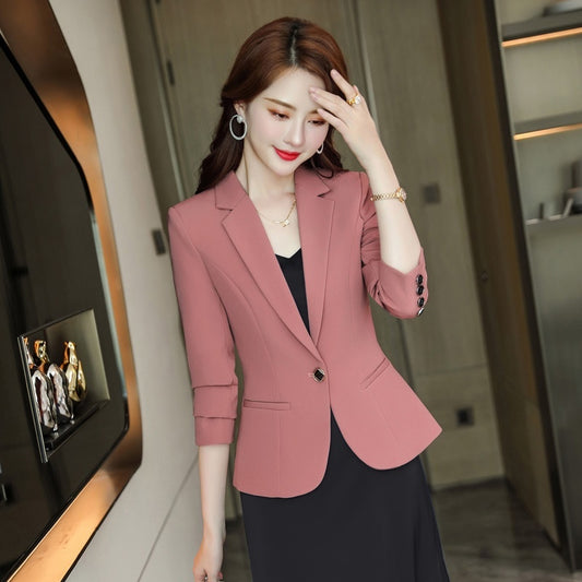 Women's Casual Slim Fit Waist-tight Black Small Business Suit