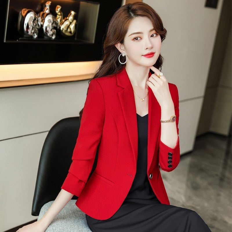 Women's Casual Slim Fit Waist-tight Black Small Business Suit