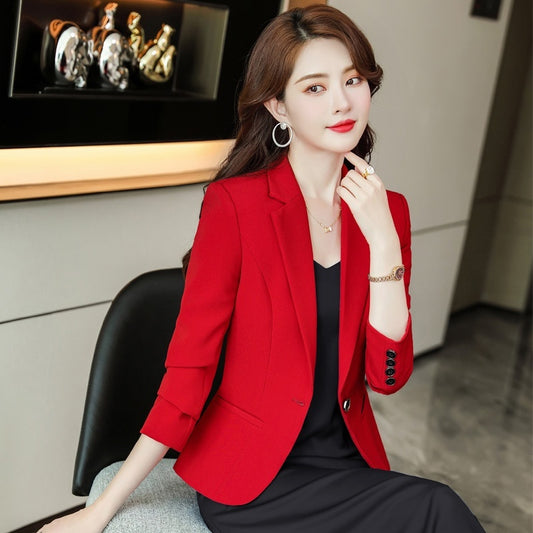 Women's Casual Slim Fit Waist-tight Black Small Business Suit