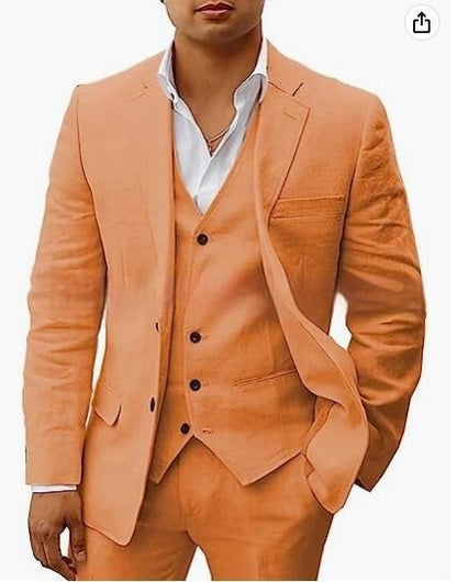 Men's Casual Three-Piece Suit Vest Pants Groom Wedding Banquet Suit - Clothing Personality