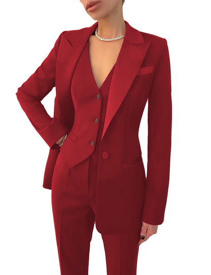 Fashion Casual Women's Three-piece Dress Suit Blazer Vest Pants Suit - Clothing Personality