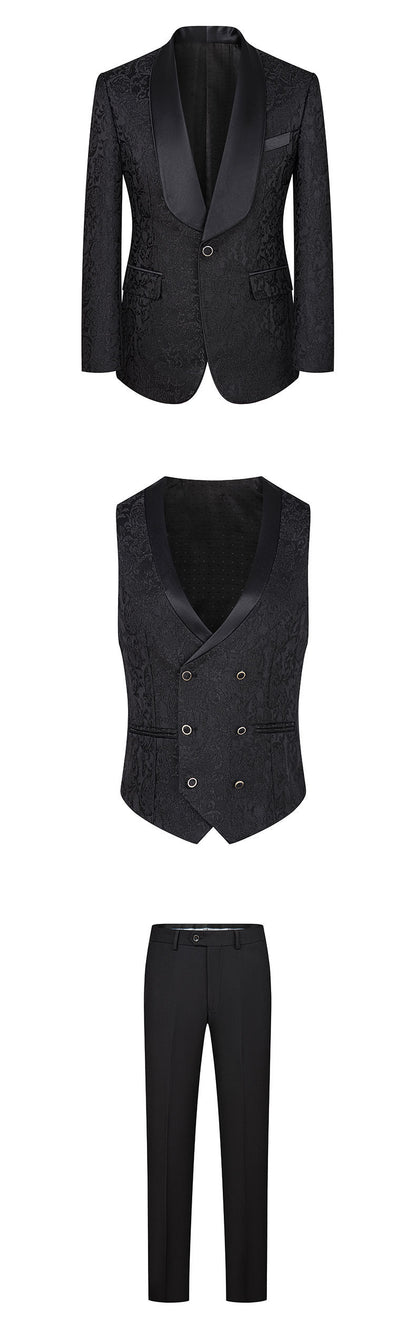 Men's Jacquard Suit Wedding Dress Suit - Clothing Personality