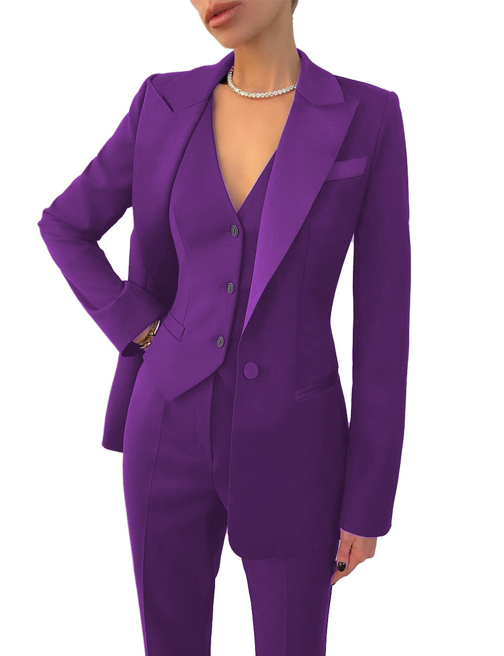 Fashion Casual Women's Three-piece Dress Suit Blazer Vest Pants Suit - Clothing Personality