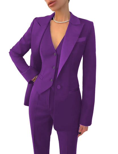 Fashion Casual Women's Three-piece Dress Suit Blazer Vest Pants Suit - Clothing Personality
