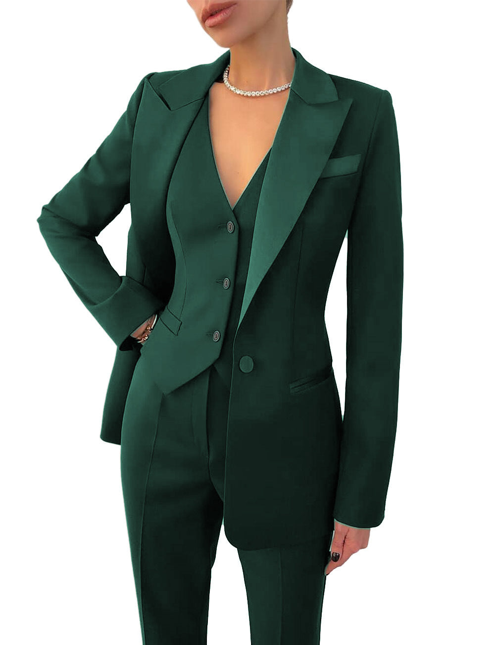 Fashion Casual Women's Three-piece Dress Suit Blazer Vest Pants Suit - Clothing Personality