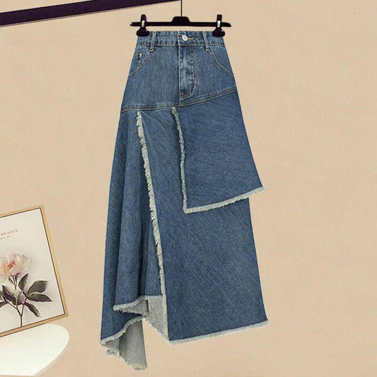 Spring Retro High Waist Women Irregular Denim Skirts - Clothing Personality
