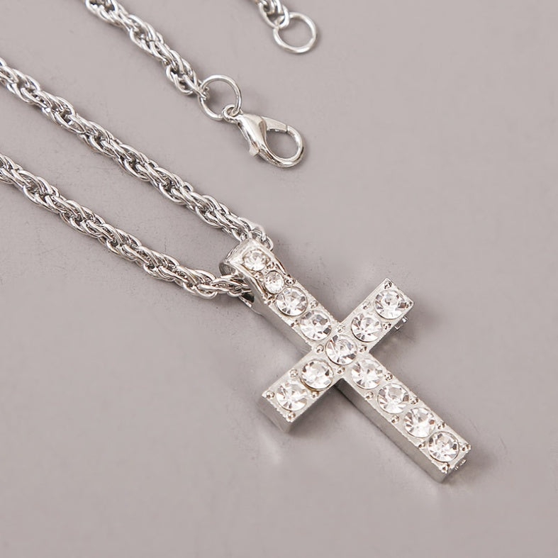 Cross Pendant Necklaces For Women Men Punk Hiphop Rope Chain On Neck Rapper Jewelry - Clothing Personality