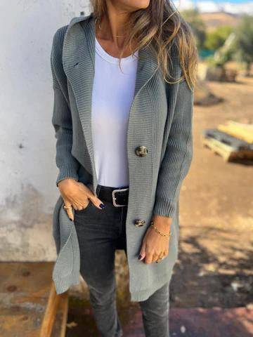Mid-length Sweater Cardigan Women's Clothes Light Gray - Clothing Personality