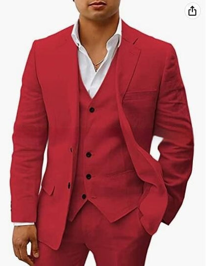 Men's Casual Three-Piece Suit Vest Pants Groom Wedding Banquet Suit - Clothing Personality