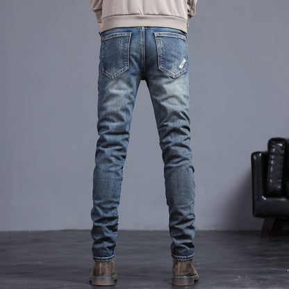 Youth Retro Embroidered Denim Pants - Clothing Personality