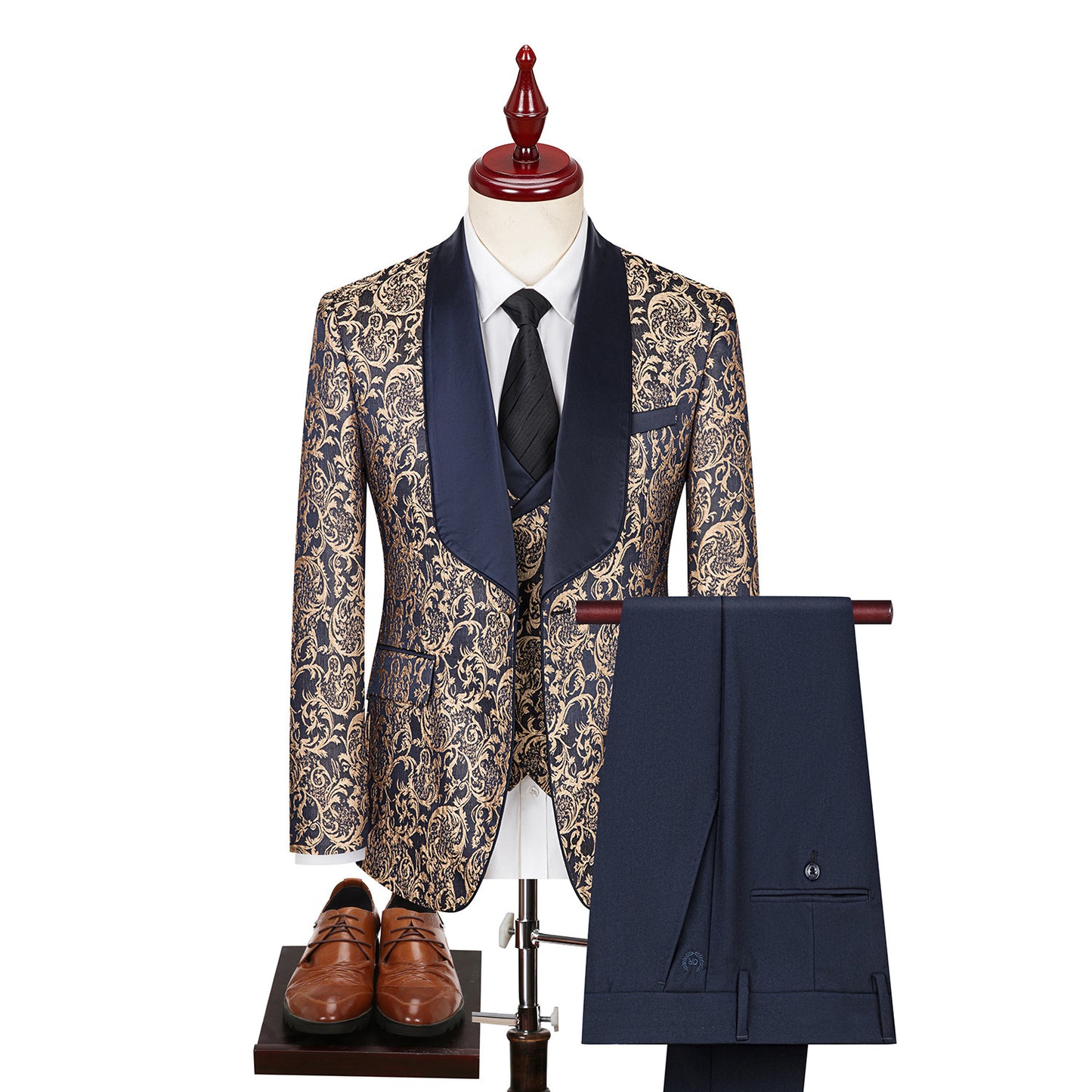 Men's Jacquard Suit Wedding Dress Suit - Clothing Personality