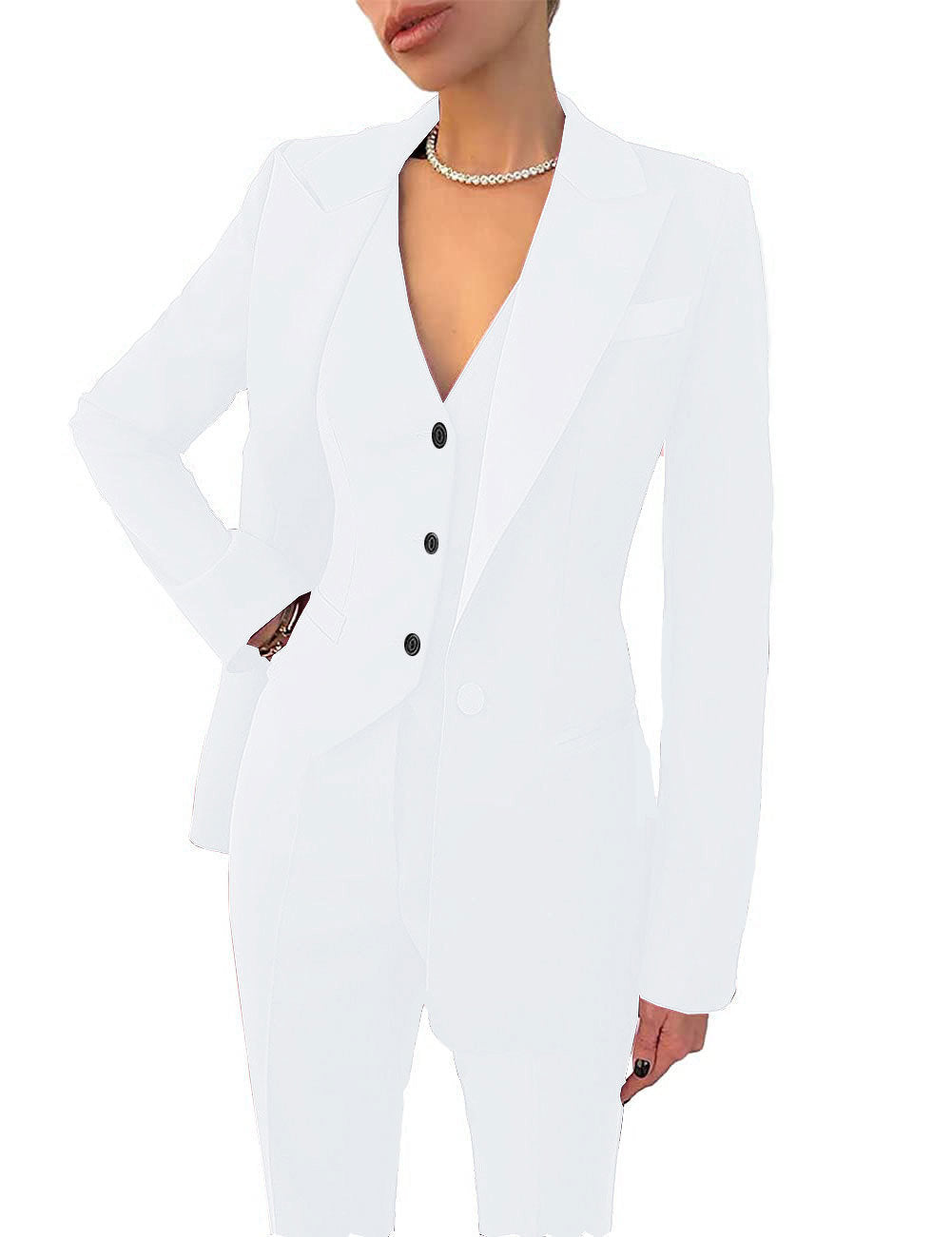 Fashion Casual Women's Three-piece Dress Suit Blazer Vest Pants Suit - Clothing Personality