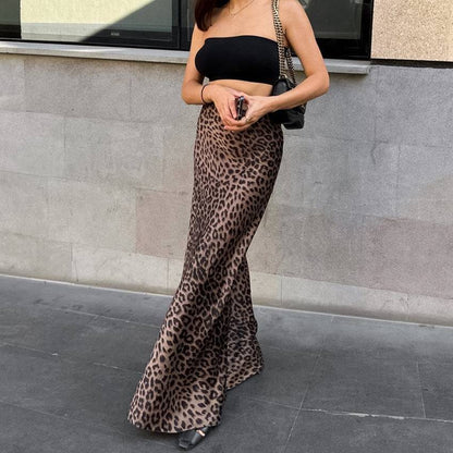 Leopard Print Dress Fashion Mermaid Skirt Womens Clothing - Clothing Personality