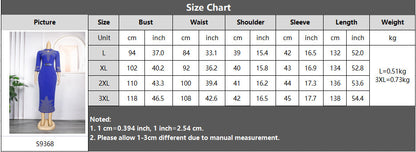 Women's Plus Size Mid-sleeve Beaded Rhinestone Party Dress - Clothing Personality